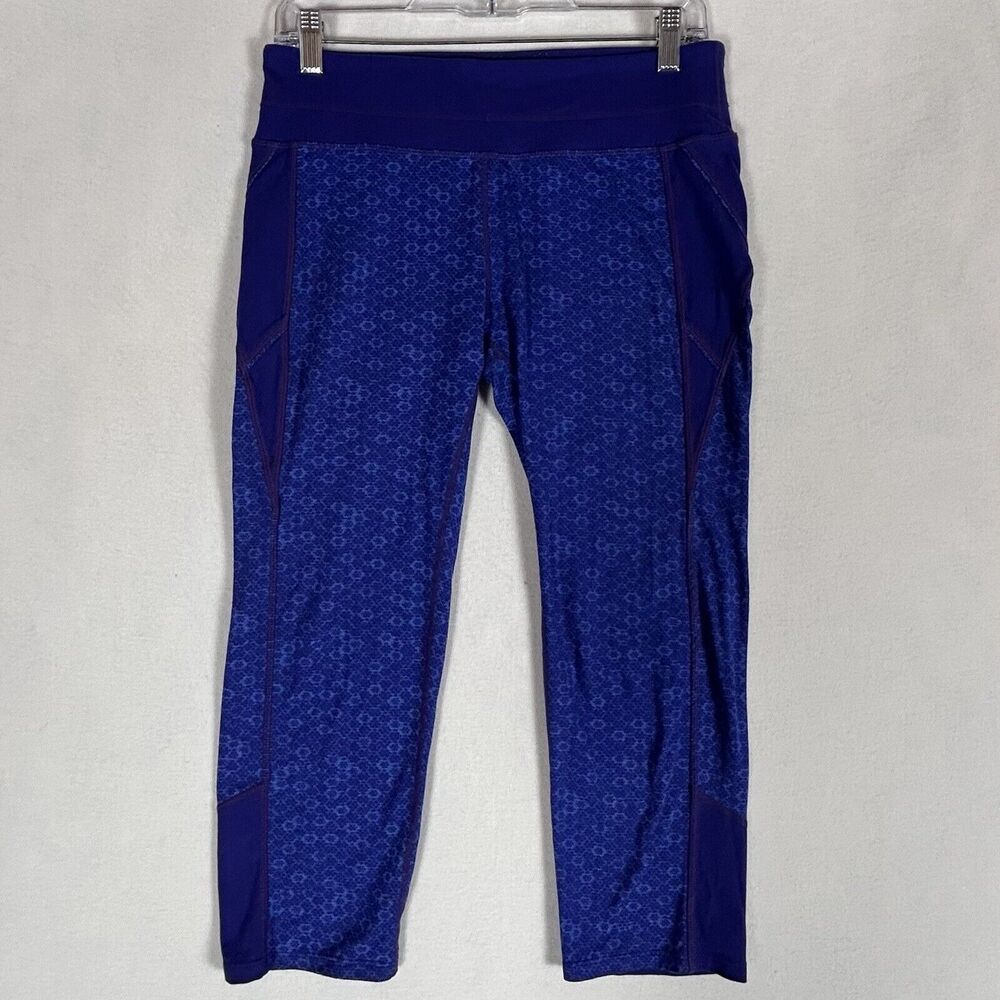 Athleta Honeycomb Connect Crop Leggings Size M Yoga Workout Purple Capri Stretch